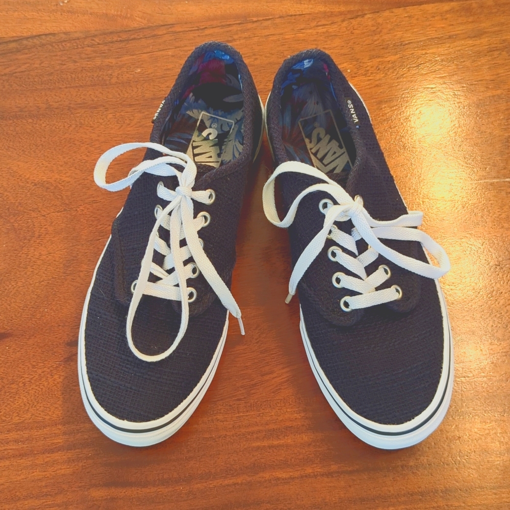 VANS Navy Tweed Canvas Lace-up Shoe Women's Size 7.5